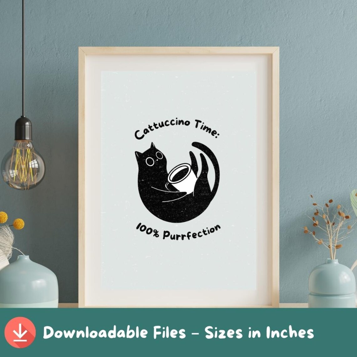 Funny Black Cat Cattuccino Time 100 Percent Purrfection Coffee Poster
