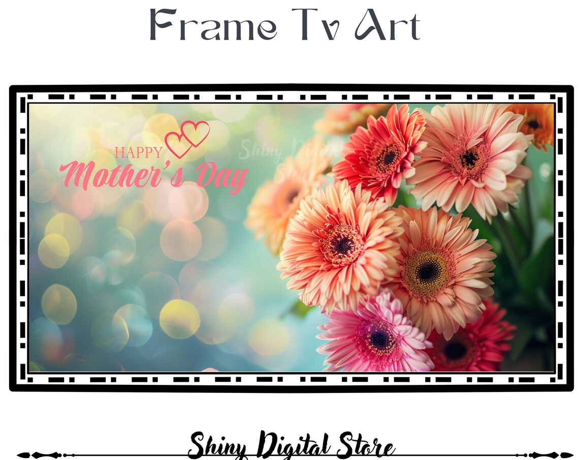 Happy Mothers Day Gerbera Daisies with Bokeh Floral Photography Poster - Image 3