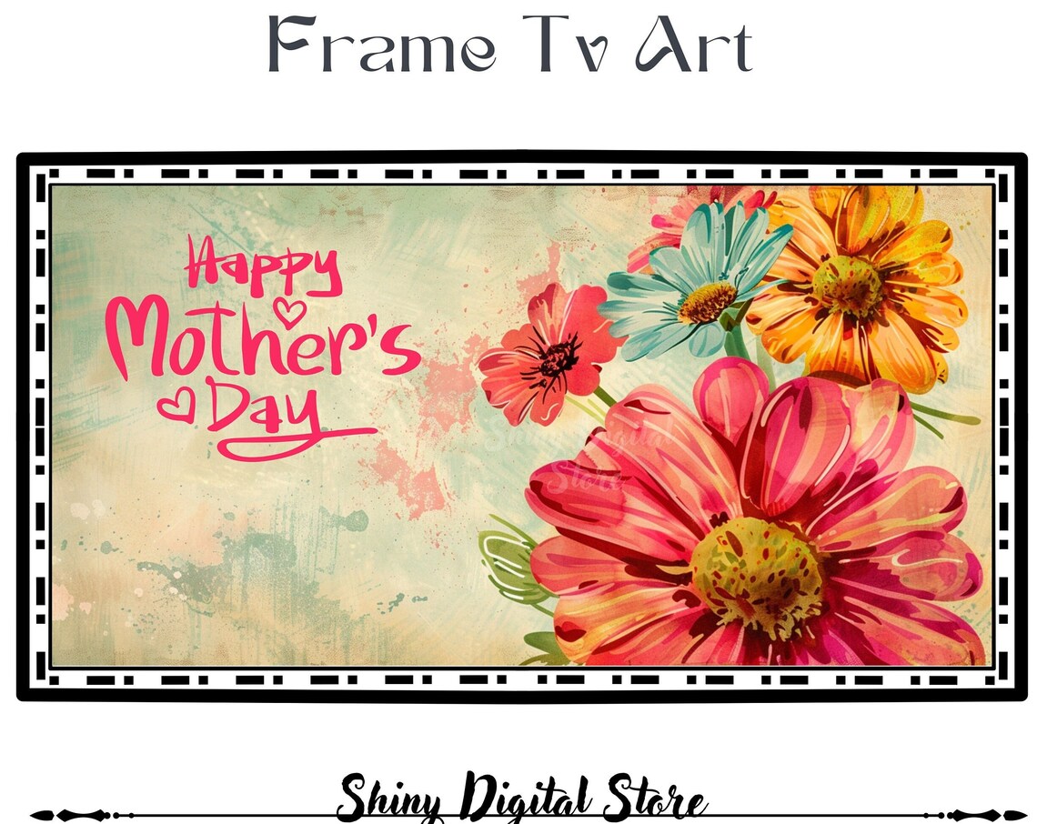 Happy Mother's Day Wildflower Bouquet Pink Script Watercolor Poster - Image 3
