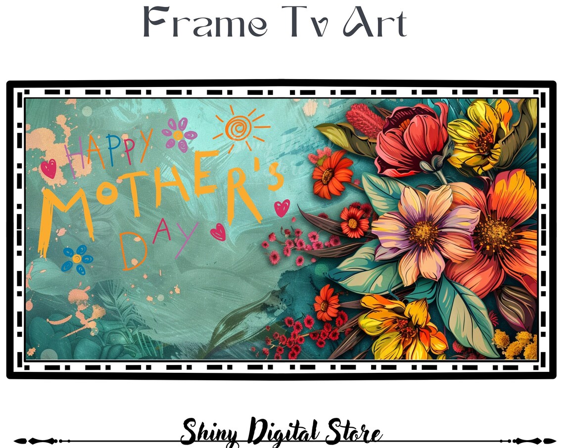 Happy Mothers Day Playful Painted Letters with Tropical Flowers Poster - Image 3