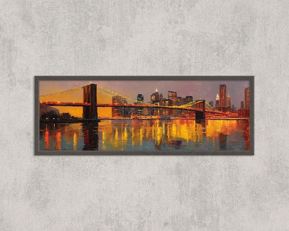Brooklyn Bridge Sunset New York City Skyline Panorama Poster