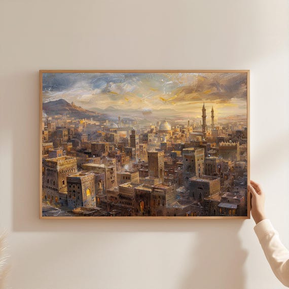 Sanaa Yemen Sunset Print Islamic Architecture Middle Eastern Wall Art