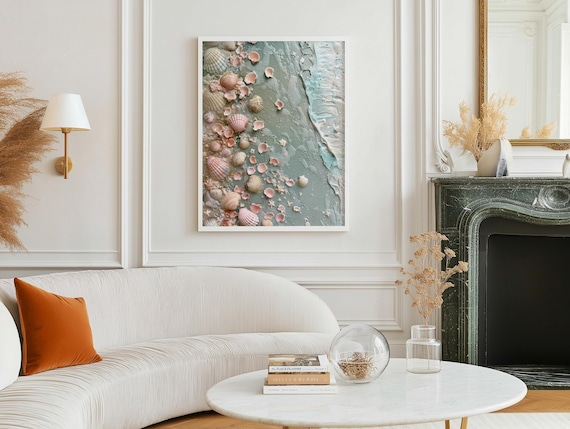Textured Seashell Tidal Pool Coastal Artwork Shells Beach Poster