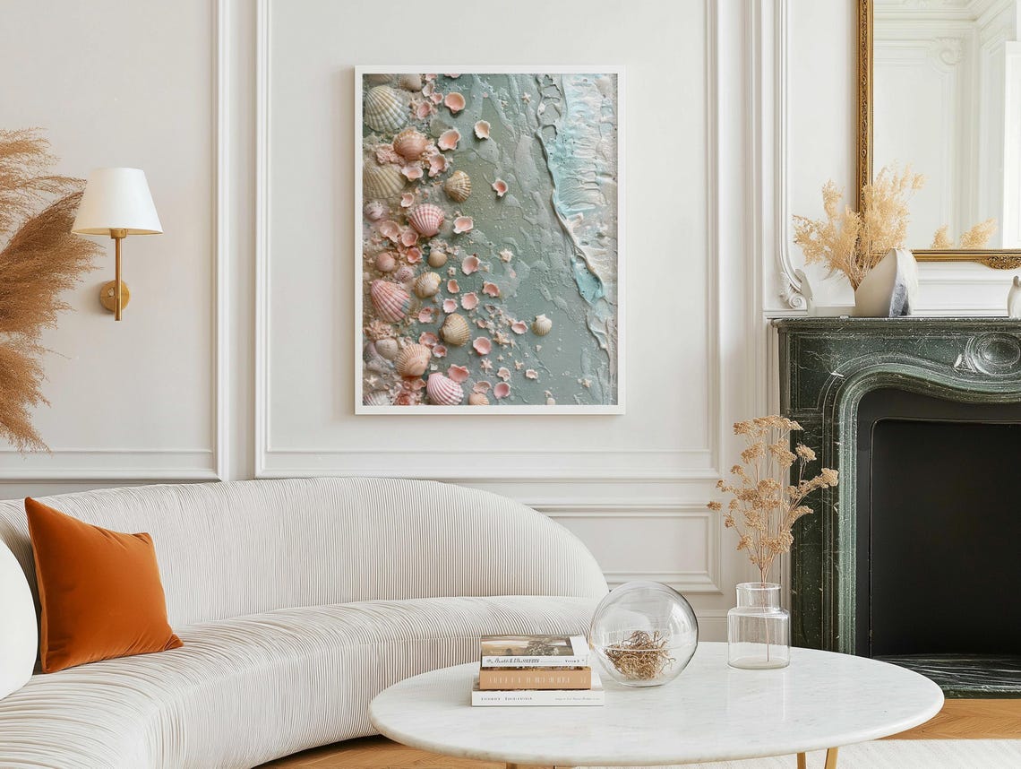 Textured Seashell Tidal Pool Coastal Artwork Shells Beach Poster
