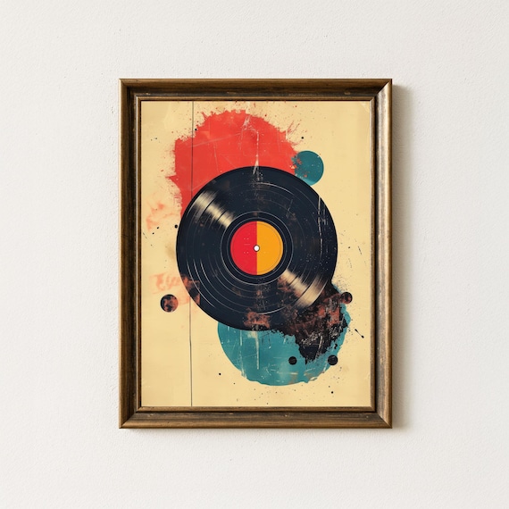 Retro Vinyl Record Bold Abstract Pop Art Music Studio Poster