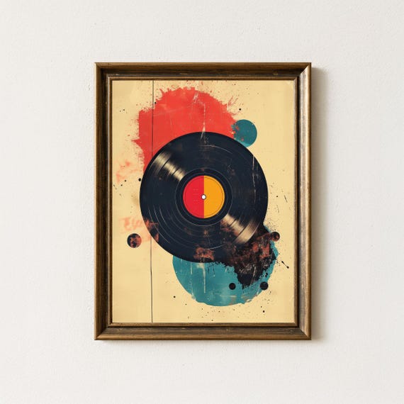 Retro Vinyl Record Canvas Art Bold Pop Music Decor