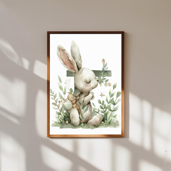 Baby Animal Initial Print Whimsical Nursery Letter Art