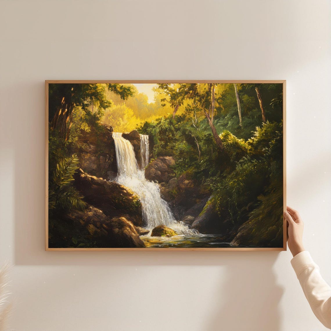 Waterfall Jungle Print Tropical Landscape Wall Art Boho Decor