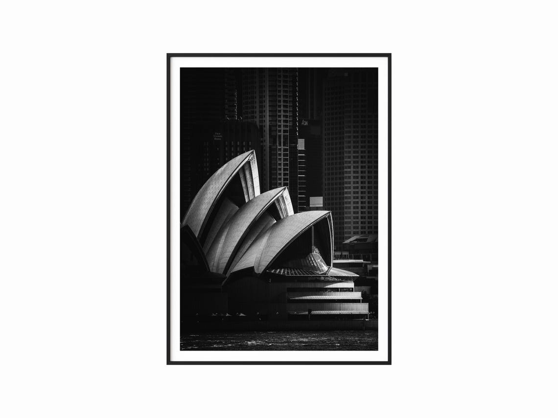 Sydney Opera House Black And White Architecture Landmark Art Poster
