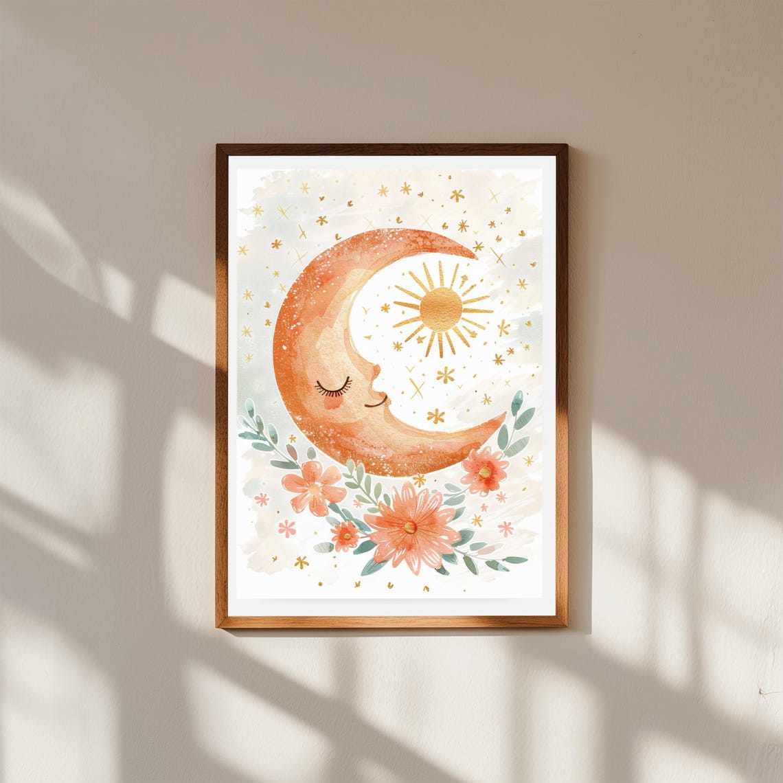 Sun And Moon Nursery Print Celestial Boho Baby Room Decor