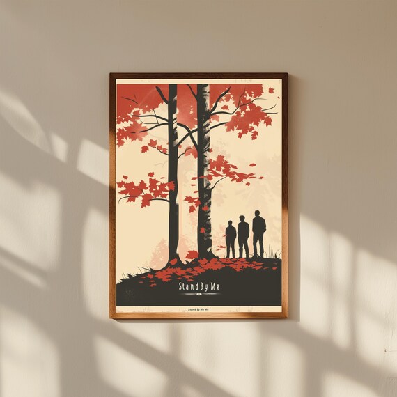 Stand By Me Movie Minimalist Four Boys Red Birch Trees Film Poster
