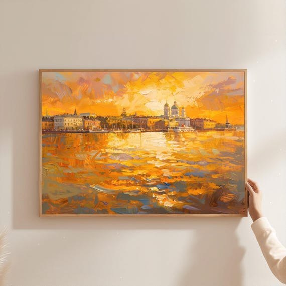 Helsinki Sunset Art Print Finland Cathedral Waterfront Cityscape