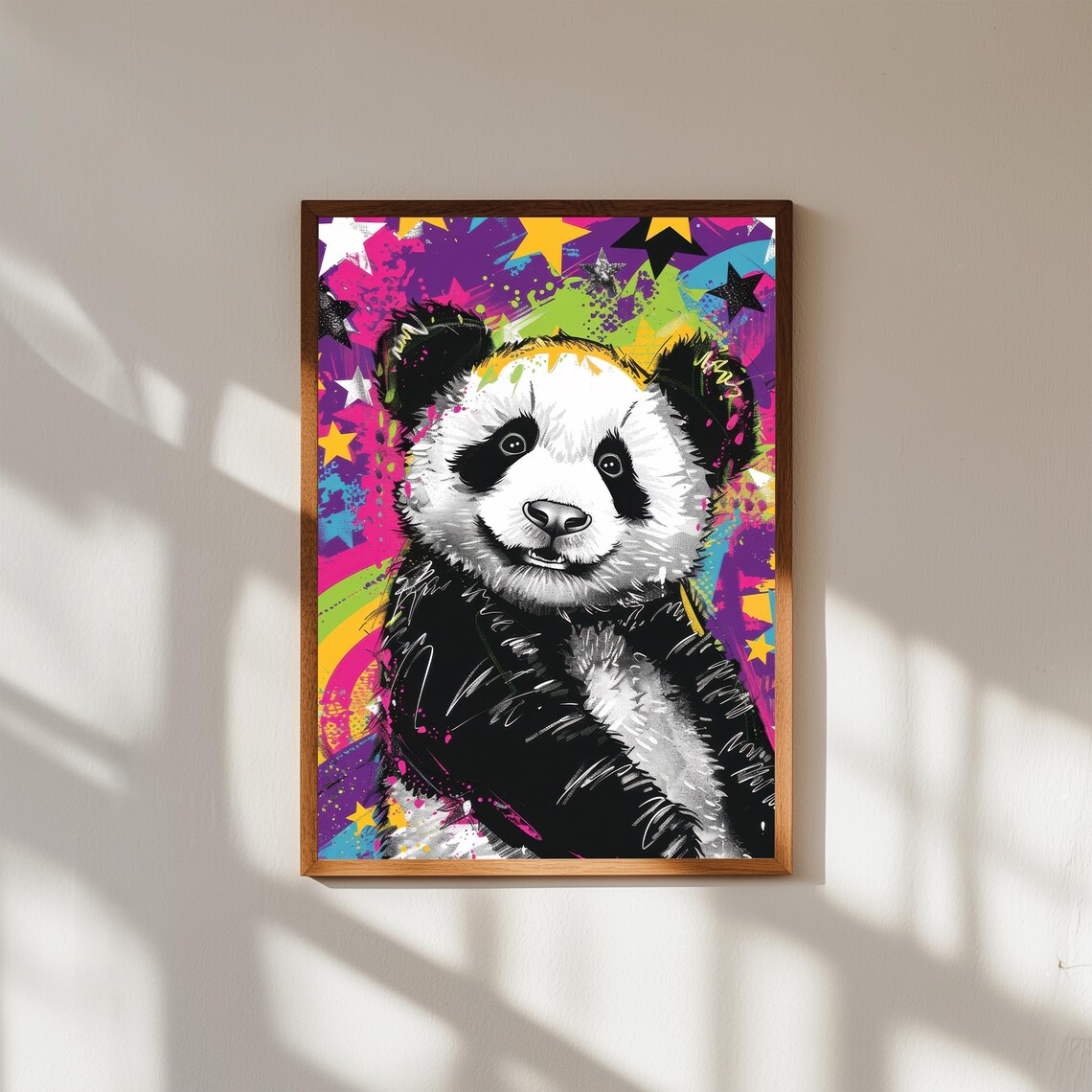 Cute Baby Panda Pop Art Starburst Colorful Kids Animal Poster