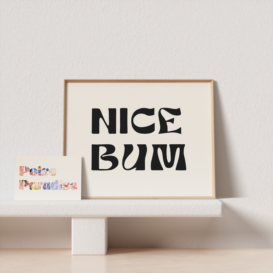 Nice Bum Retro Wavy Typography Funny Quirky Poster For Bathroom Walls - Image 4