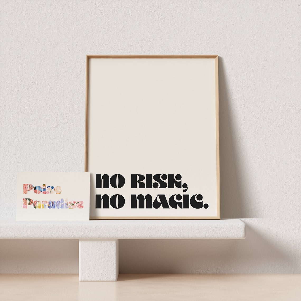 No Risk No Magic Groovy Bold Typography Courage Quote Art Poster - Image 4