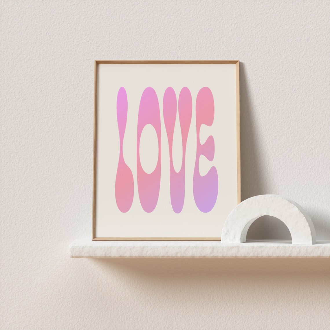Love Gradient Groovy Tall Typography Pink Purple Word Art Poster - Image 2