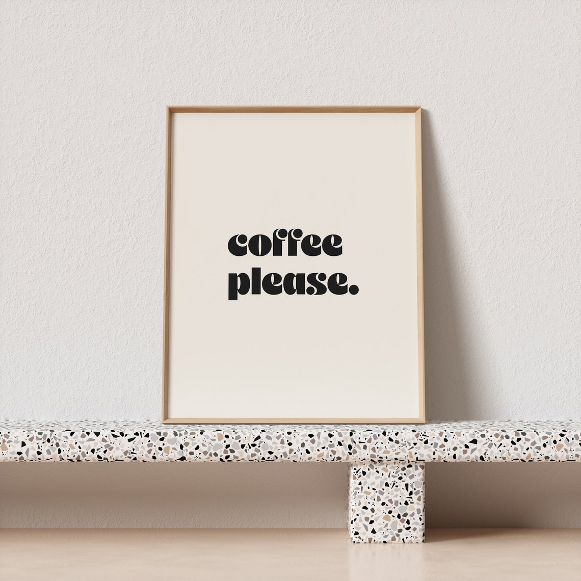 Coffee Please Groovy Retro Lowercase Typography Cafe Art Poster - Image 3