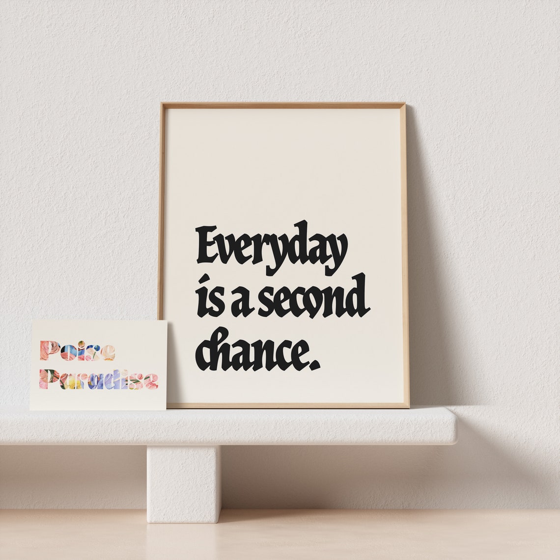 Everyday Is A Second Chance Gothic Typography Poster Cream Black Art - Image 4