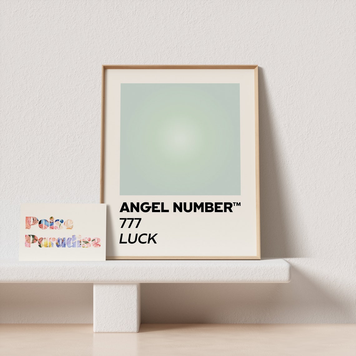 Angel Number 777 Luck Sage Green Gradient Aura Spiritual Art Print - Image 4