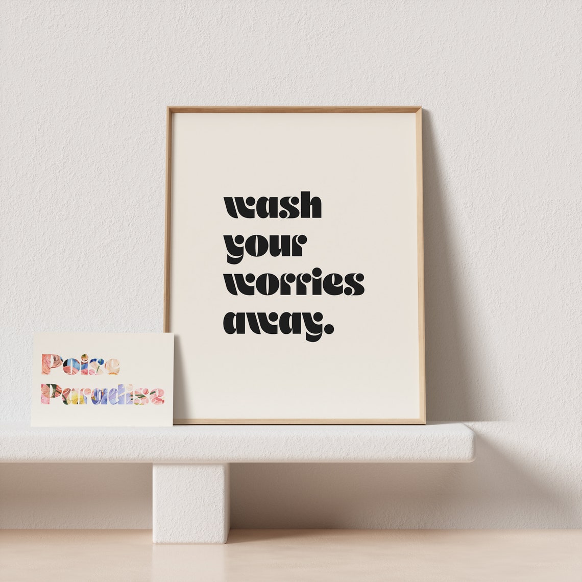 Wash Your Worries Away Groovy Lowercase Soothing Bathroom Poster - Image 4