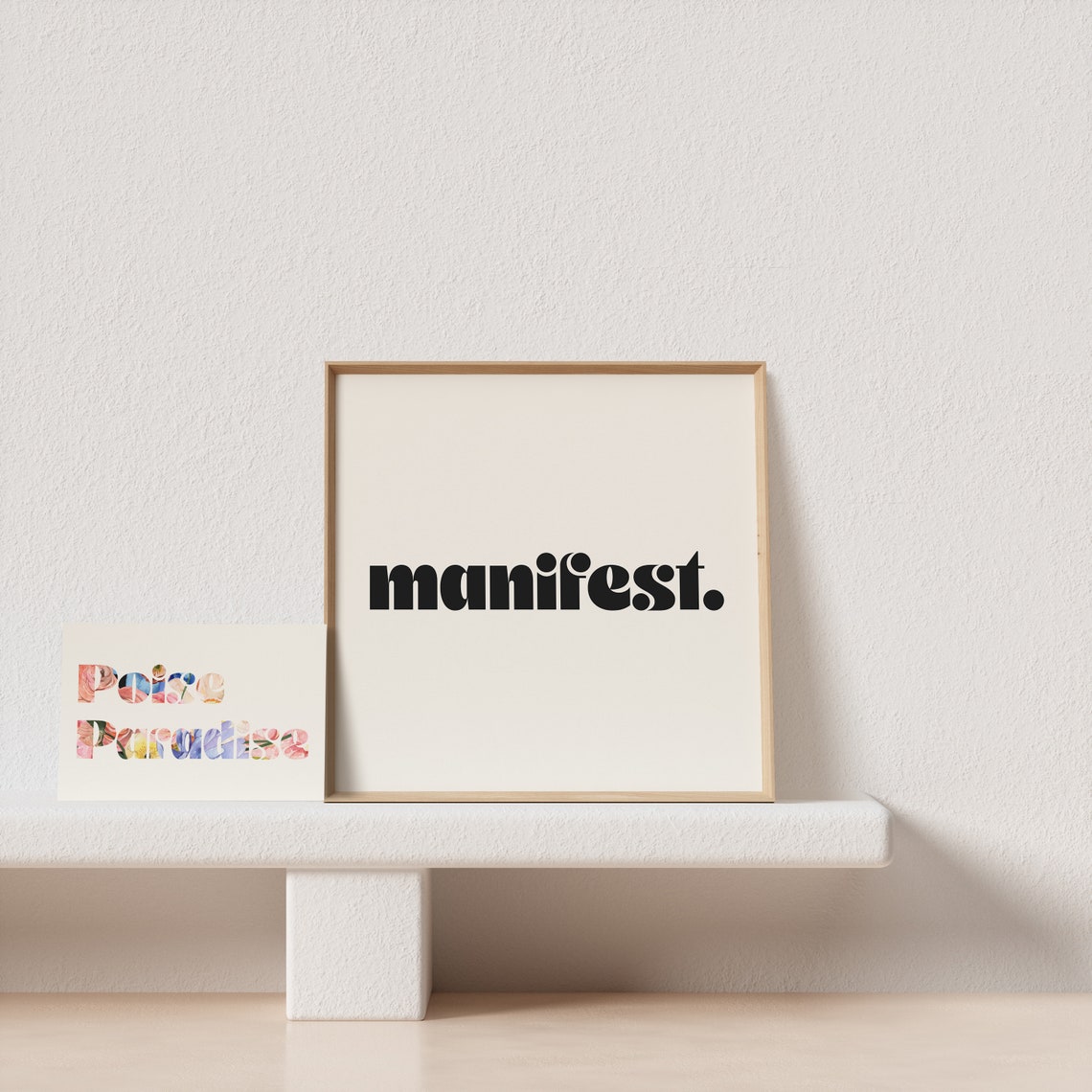 Manifest Retro Bold Lowercase Typography Minimalist Cream Poster - Image 4