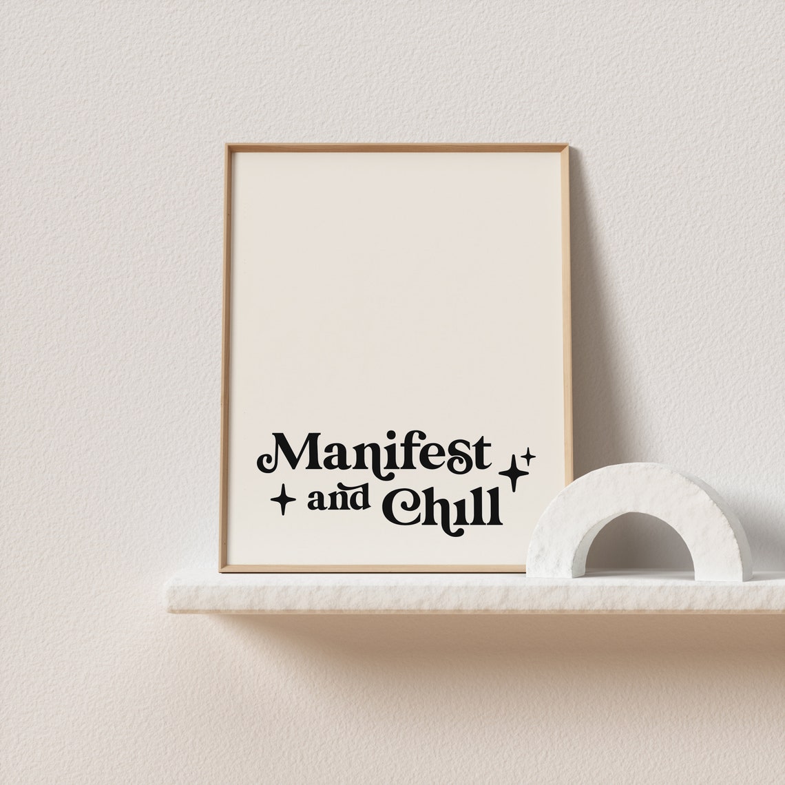 Manifest And Chill Typography Poster Cream Vintage Black Sparkle Art - Image 2