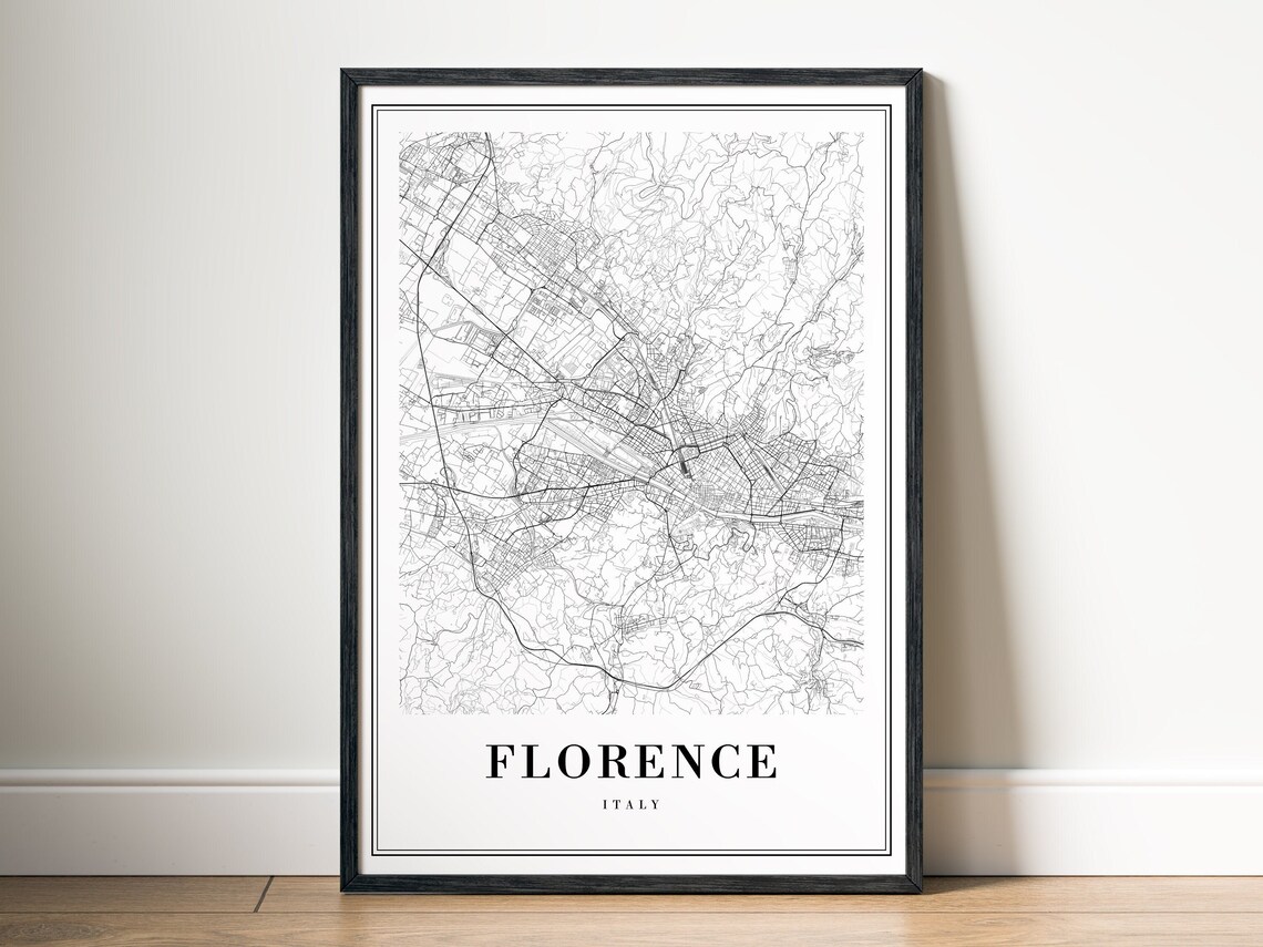Florence Italy Minimalist City Street Map Black White Wall Art - Image 5