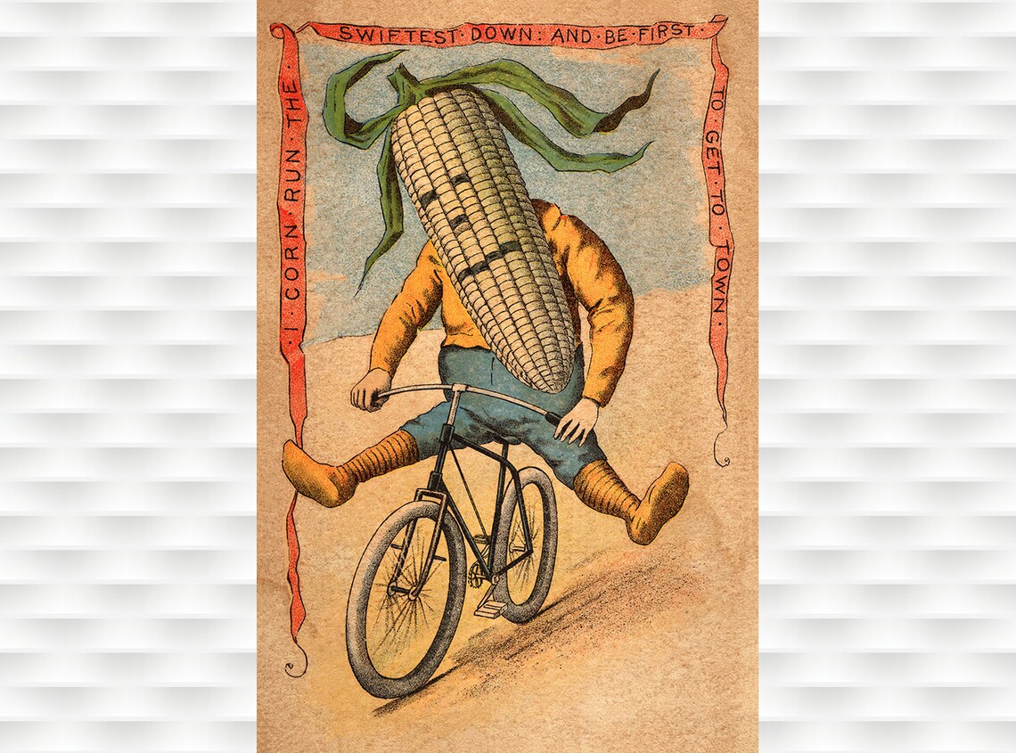 Vegetable People Corn Riding A Bicycle