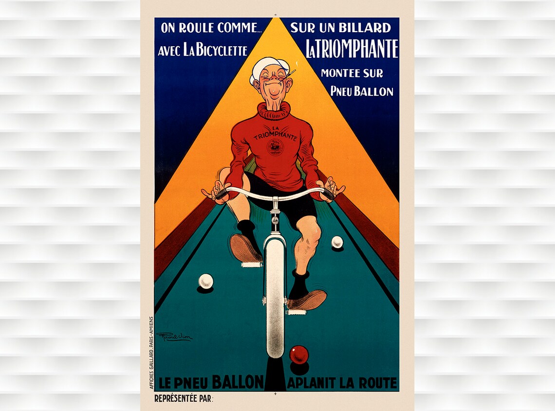 La Triomphante Bicycle Balloon Tire French Vintage Advertising Poster