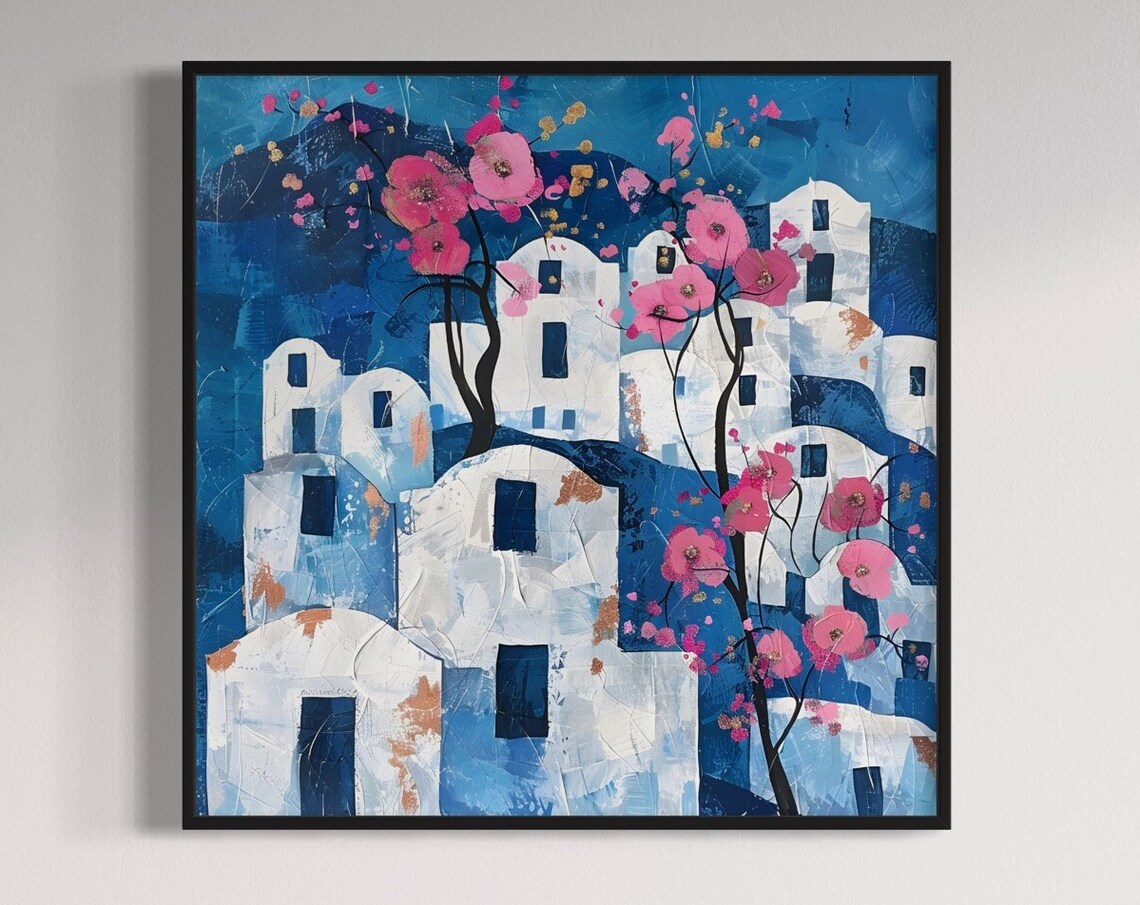 Santorini Blue Domes, Greek Architecture Art Print