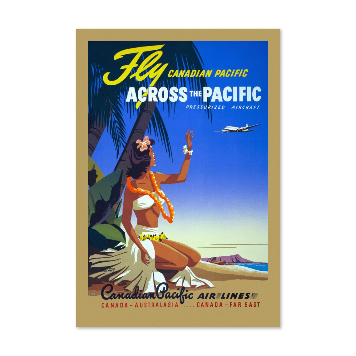 Fly Canadian Pacific Across the Pacific Vintage Airline Poster