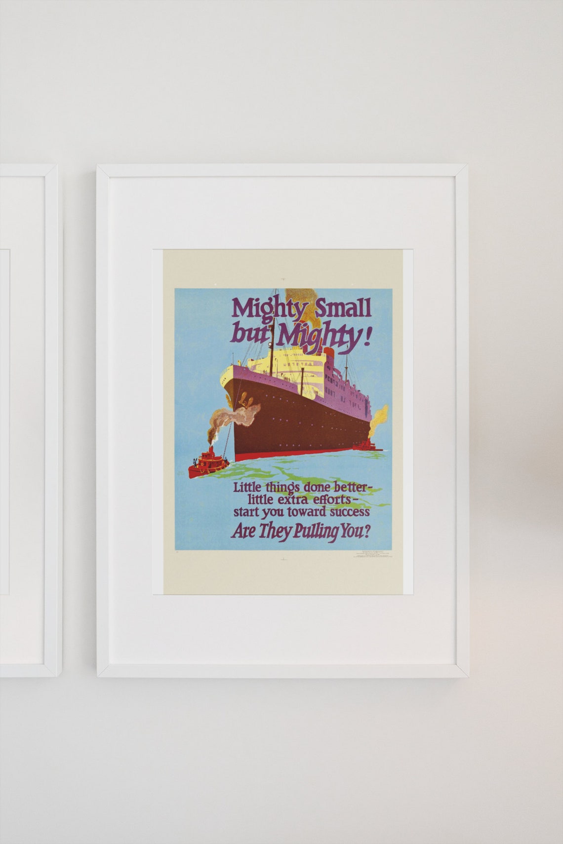 Mighty Small But Mighty Tugboats Vintage Motivational Poster - Image 3