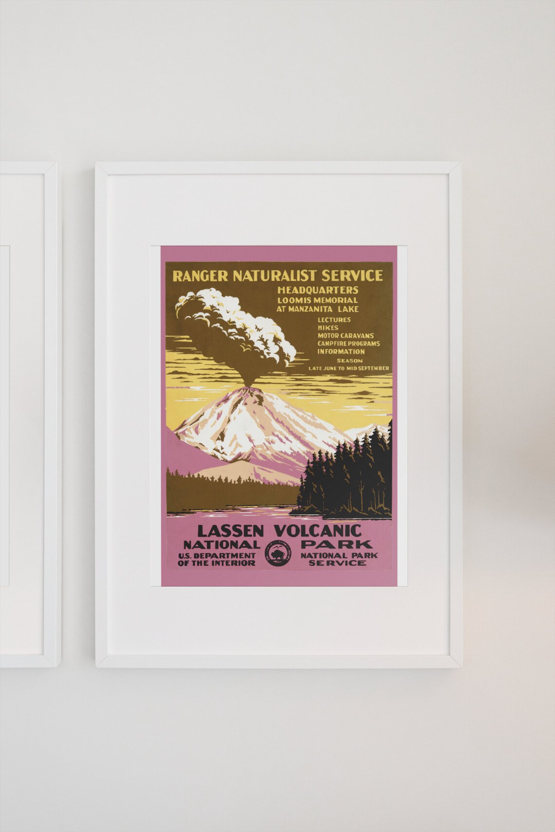 Lassen Volcanic National Park 1938 Ranger Naturalist Service WPA Poster - Image 3