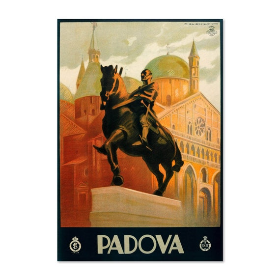 1930s Padova Italy Monument Of Gattamelata Statue Travel Poster Classic Collection Art Print For Gifts And Wall Art Dcor