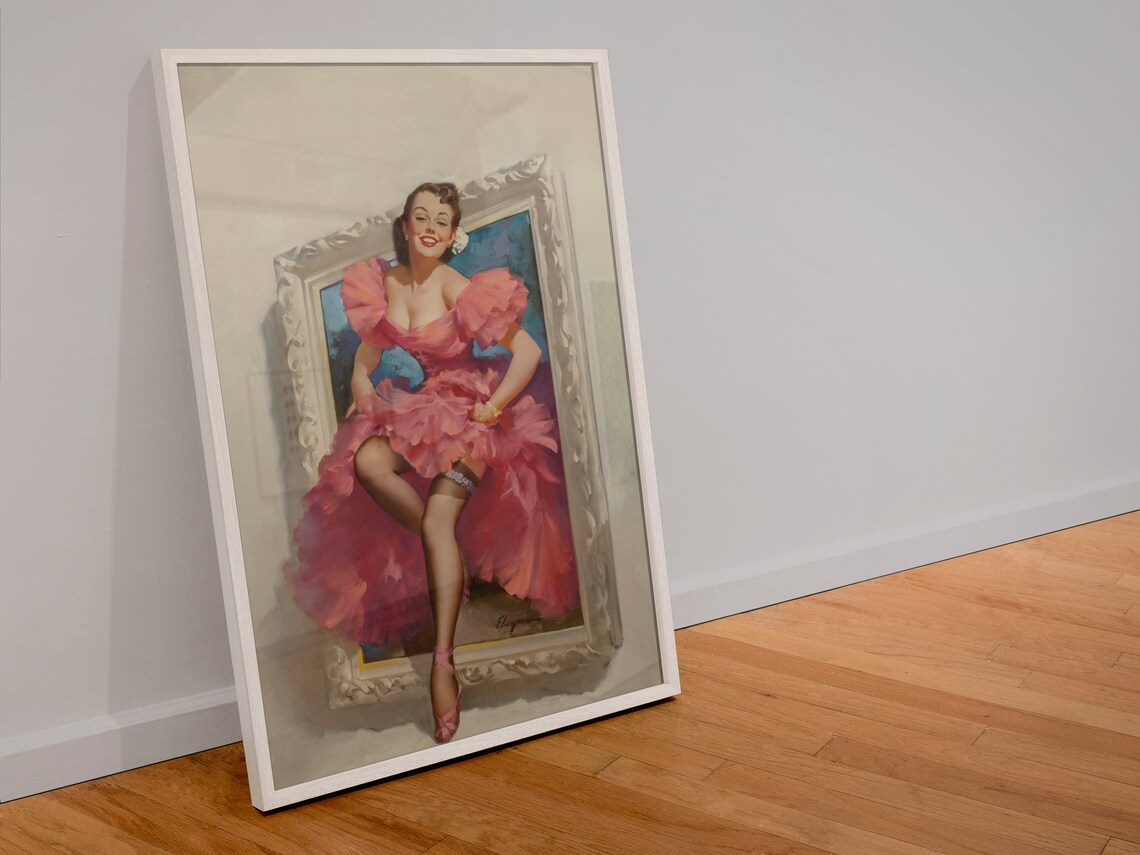 Elvgren Pin Up Girl Stepping Out of Gilded Picture Frame Art Poster - Image 4