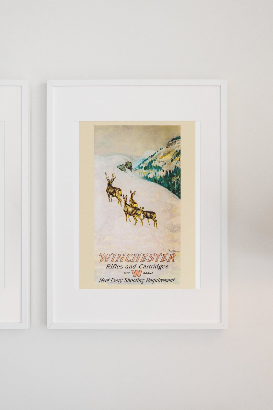 1912 Deer Hunting Poster, Winchester Rifles and Cartridges - Image 3