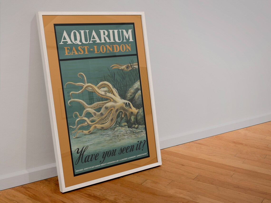 East London Aquarium Octopus 1939 South African Railways Poster - Image 4