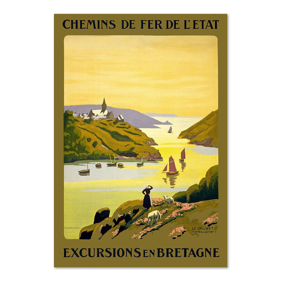Brittany Coastal Village French Railway Travel Vintage Poster