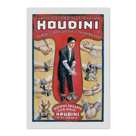Houdini Handcuff King 1920s Vintage Style Magic Poster Classic Magic Art Print For Gifts And Wall Art Dcor