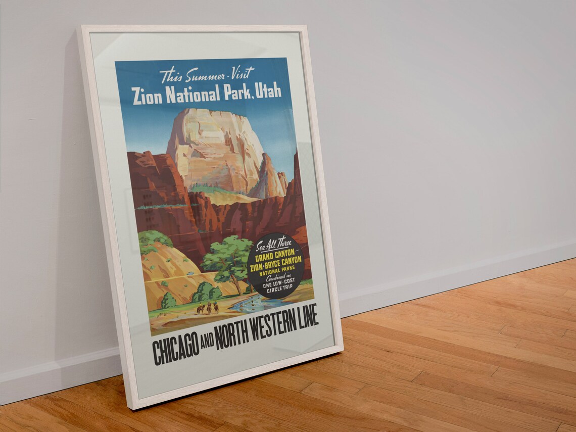 Zion National Park Utah Chicago and North Western Line Railroad Poster - Image 4
