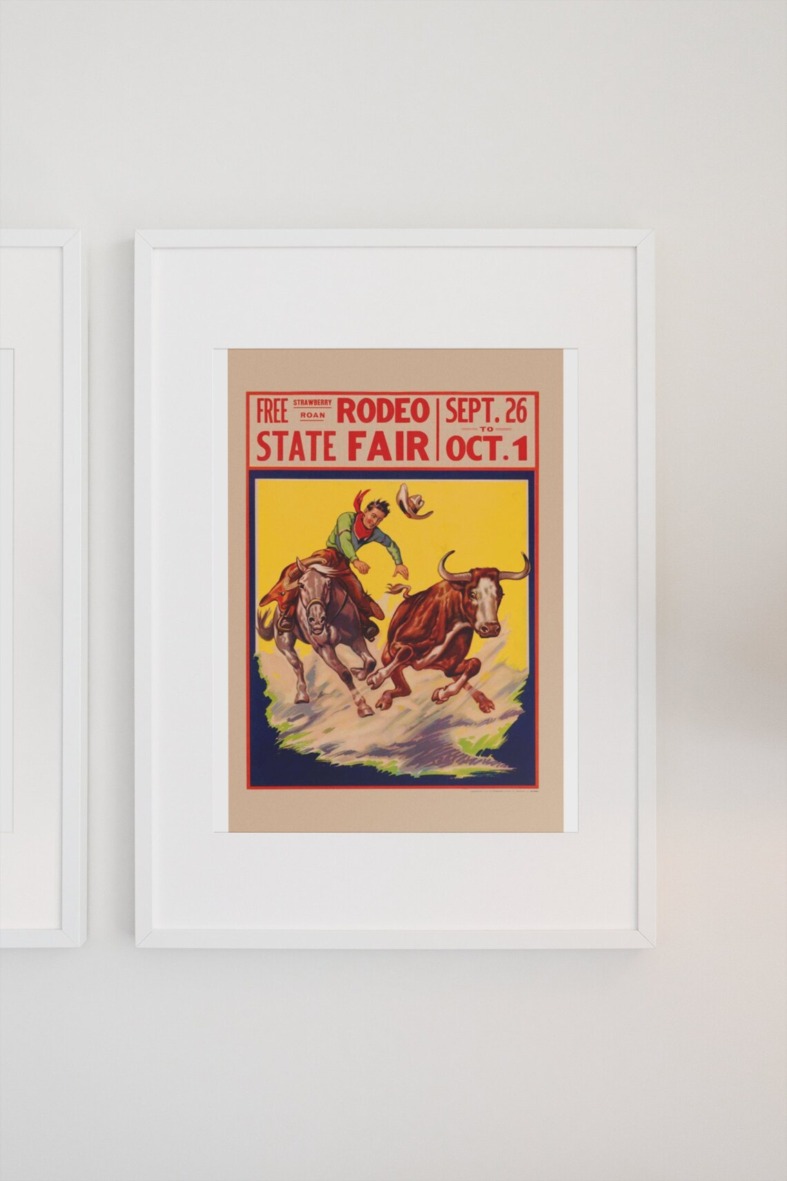 State Fair Rodeo 1930s Cowboy Steer Wrestler Poster - Image 3