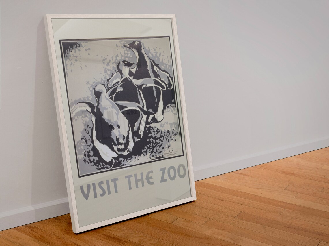Visit the Zoo Vintage WPA Federal Art Project Penguin Poster - Image 4