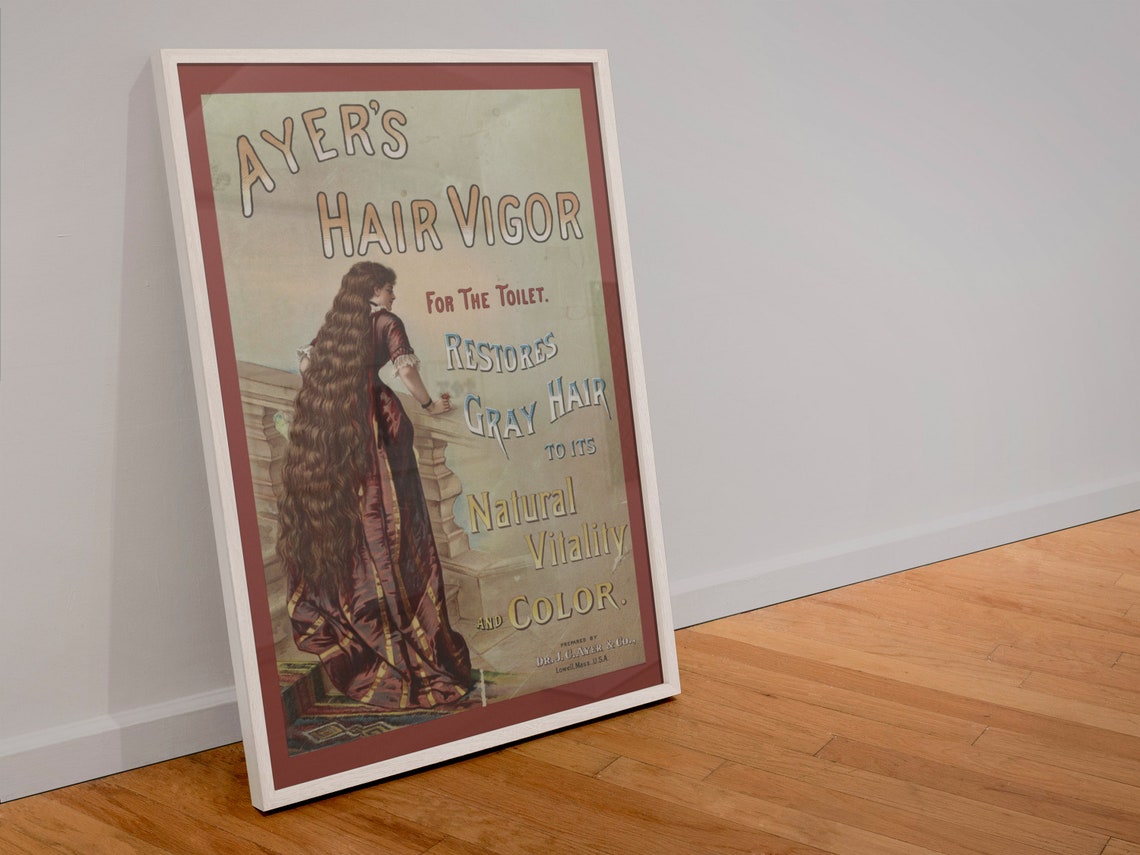 Ayers Hair Vigor Victorian Patent Medicine Vintage Ad Poster - Image 4
