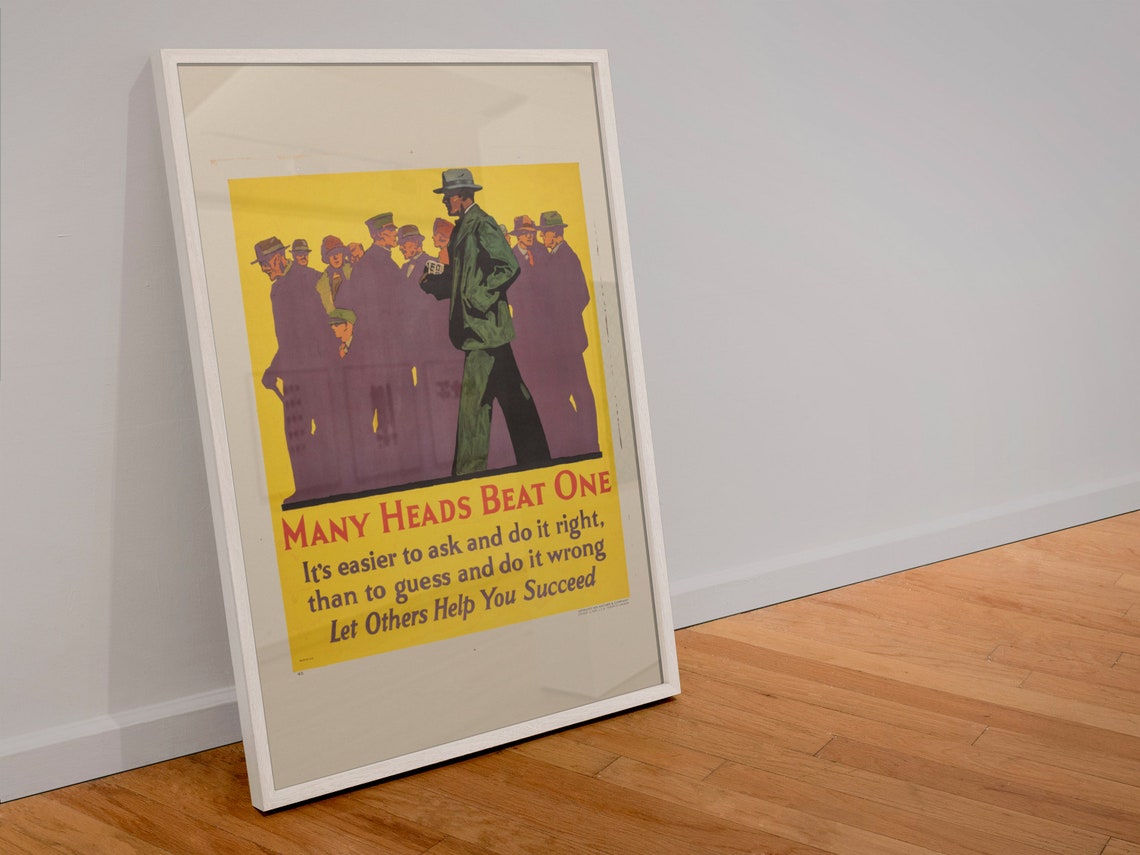 Many Heads Beat One Vintage Motivational Workplace Teamwork Poster - Image 4