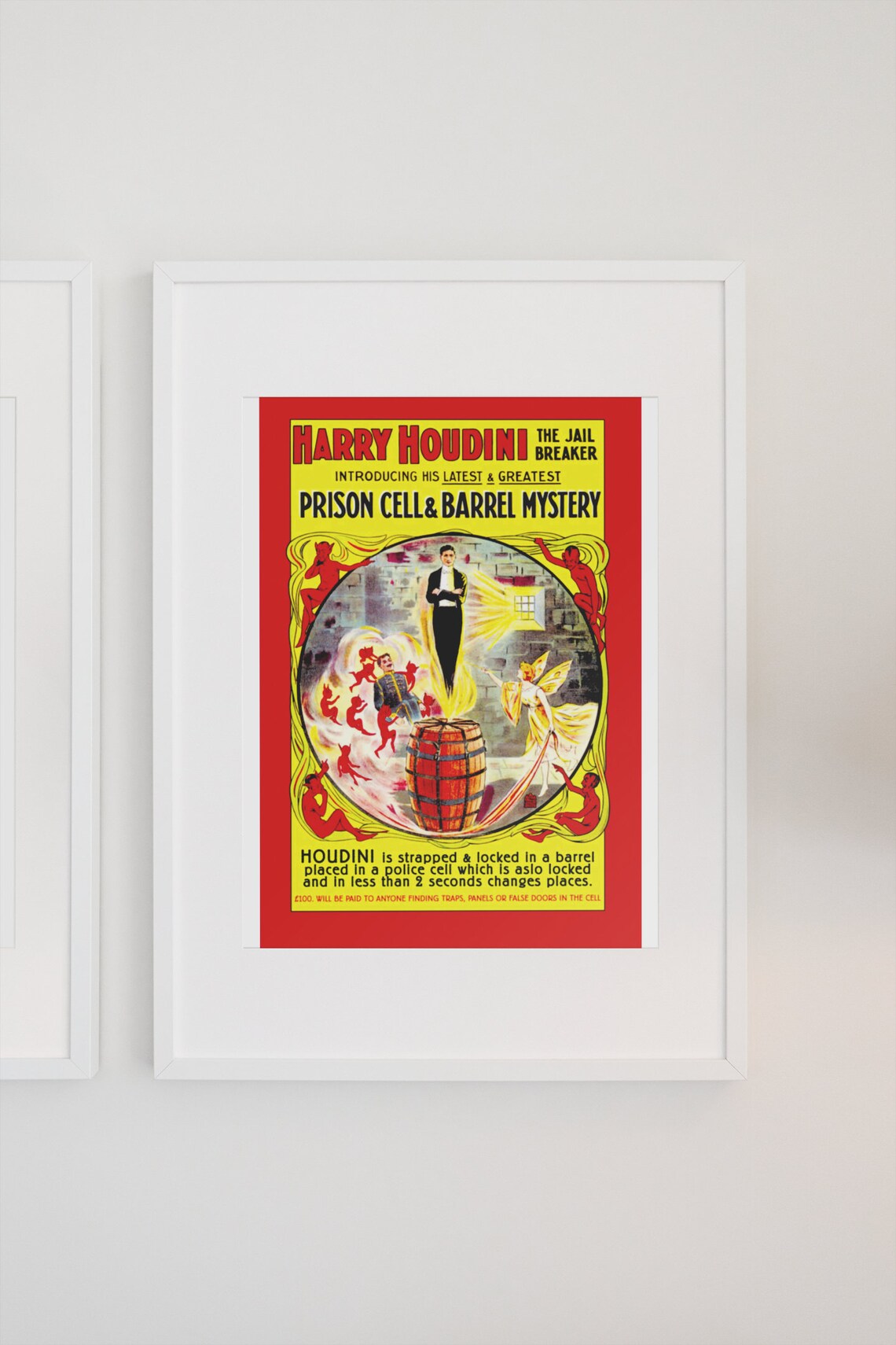 Harry Houdini Locked Barrel Escape, Vintage Magic Art Print - Image 3