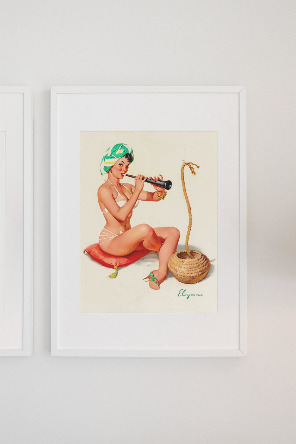 Gil Elvgren Snake Charmer Flute Rope Basket Pin-Up Art Poster - Image 3