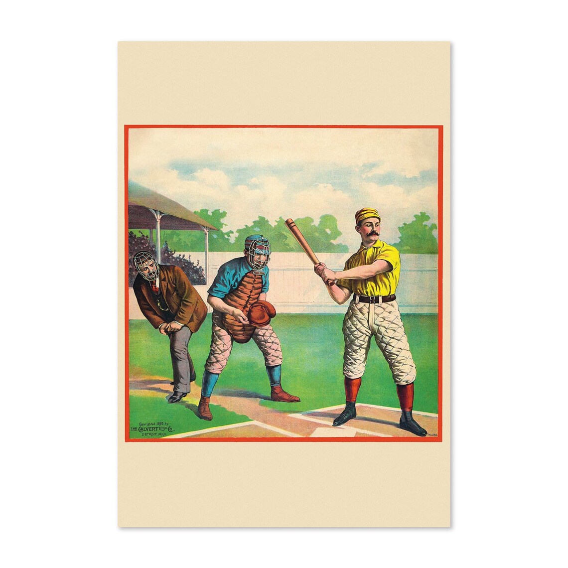 1895 Calvert Baseball Batter Vintage Sports Illustration Poster