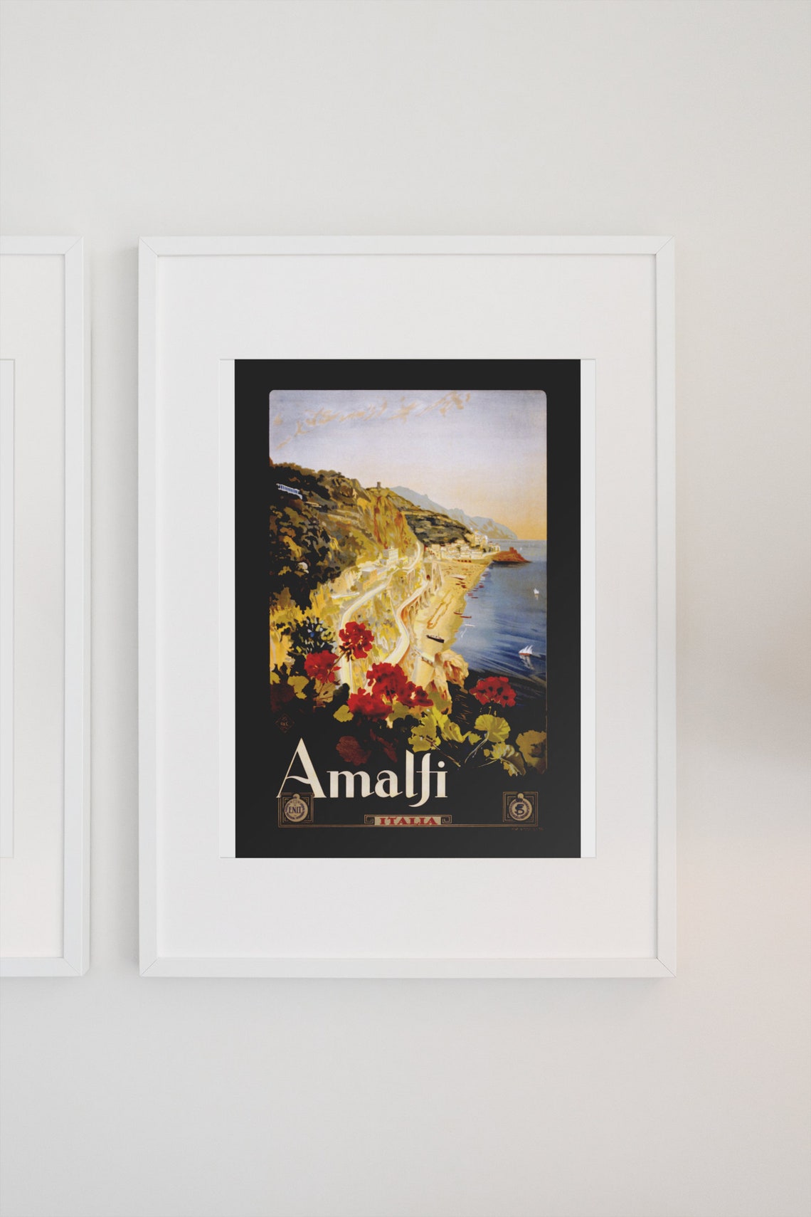 Amalfi Italia Coastal Road Vintage Classic Italian Travel Poster - Image 3