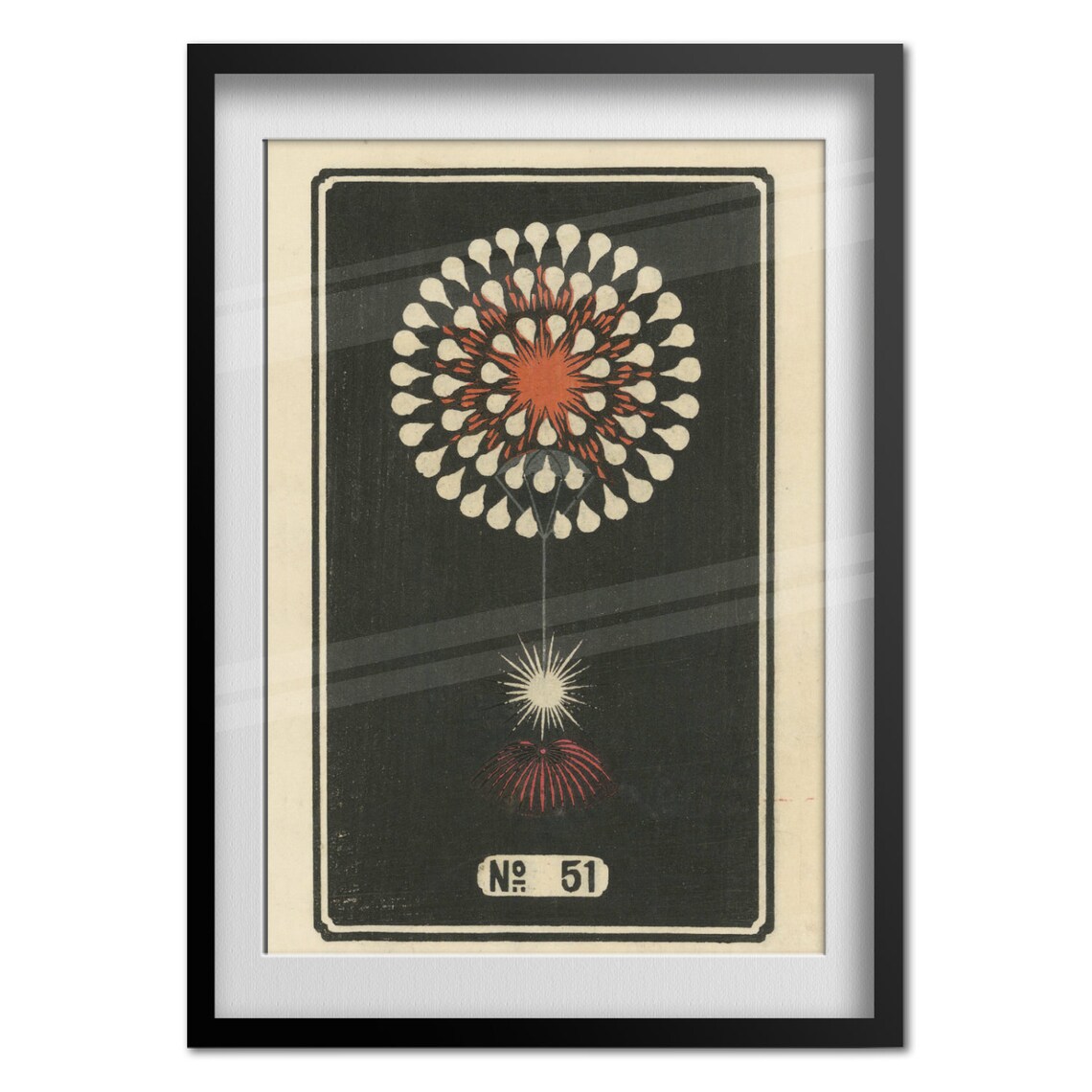 Japanese Vintage Fireworks No 51 Chrysanthemum Woodblock Poster - Image 4