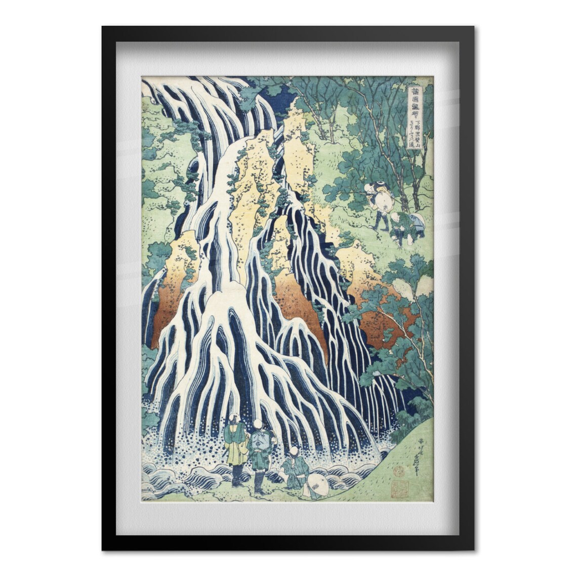 Thunderous Japanese Waterfall Cascades Woodblock Landscape Print - Image 4